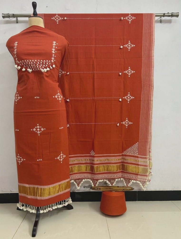 Image of Rust Kala Cotton Bhujodi Suit
