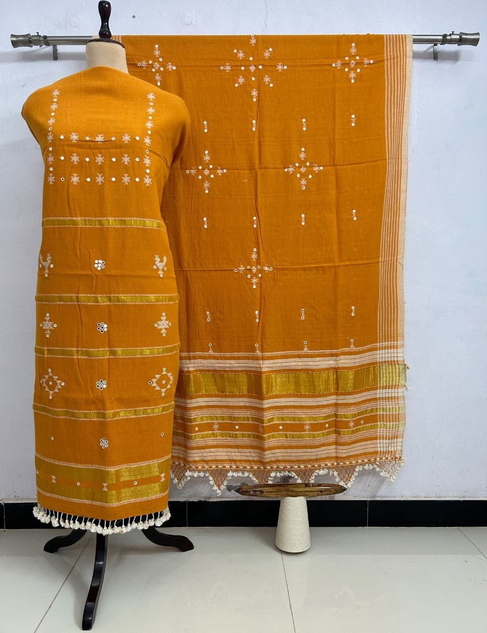 Light Rust Kala Cotton Bhujodi Dupatta