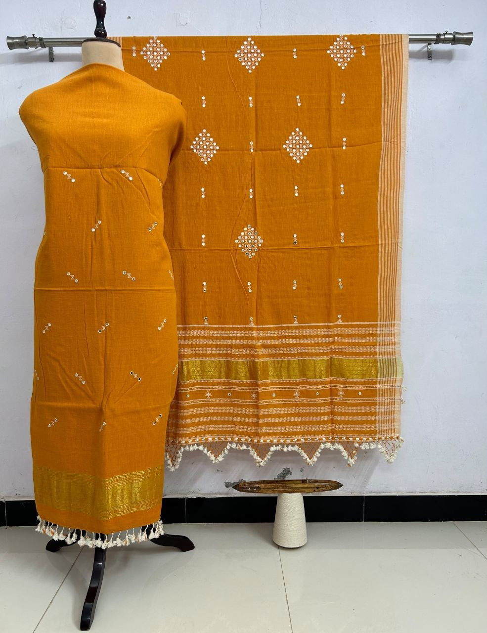 Light Rust Kala Cotton Bhujodi Suit