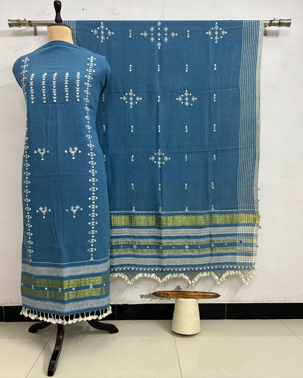 Blue Kala Cotton Bhujodi Suit