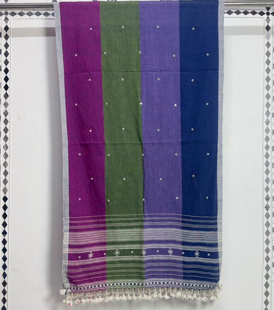 Image of Multicolor Kala Cotton Bhujodi Stole