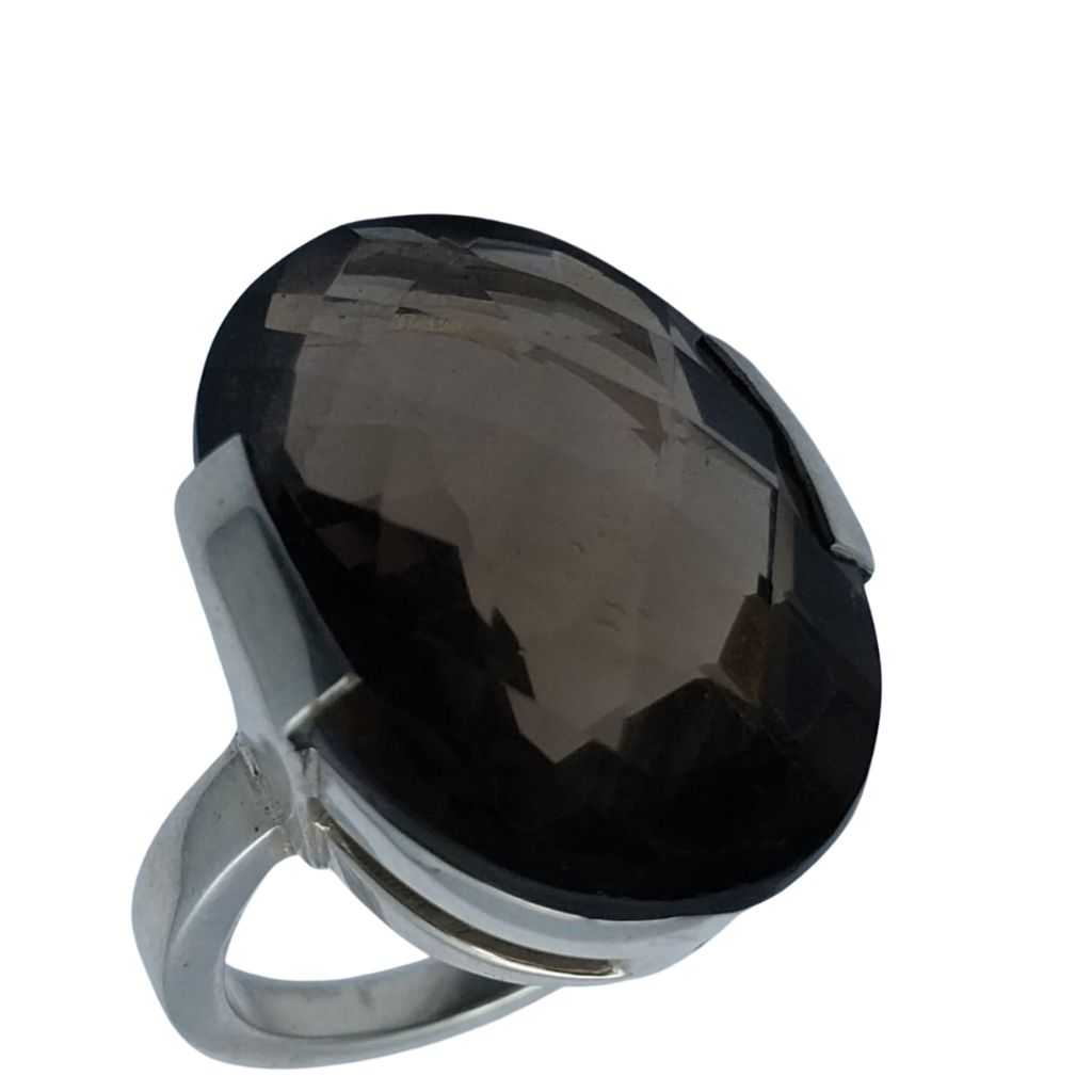 Vatave 925 Silver Ring With Smoky Quartz Gemstone