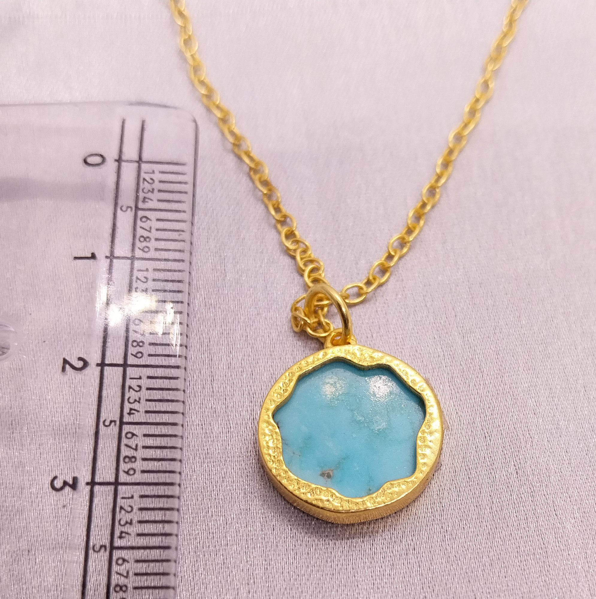 VATAVE 22k GOLD PLATED BRASS NECKLACE WITH TURQUISE GEMSTONE