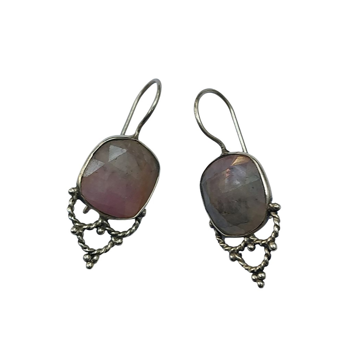 Vatave 925 Silver Earring WIth Light Pink Color Gemstone