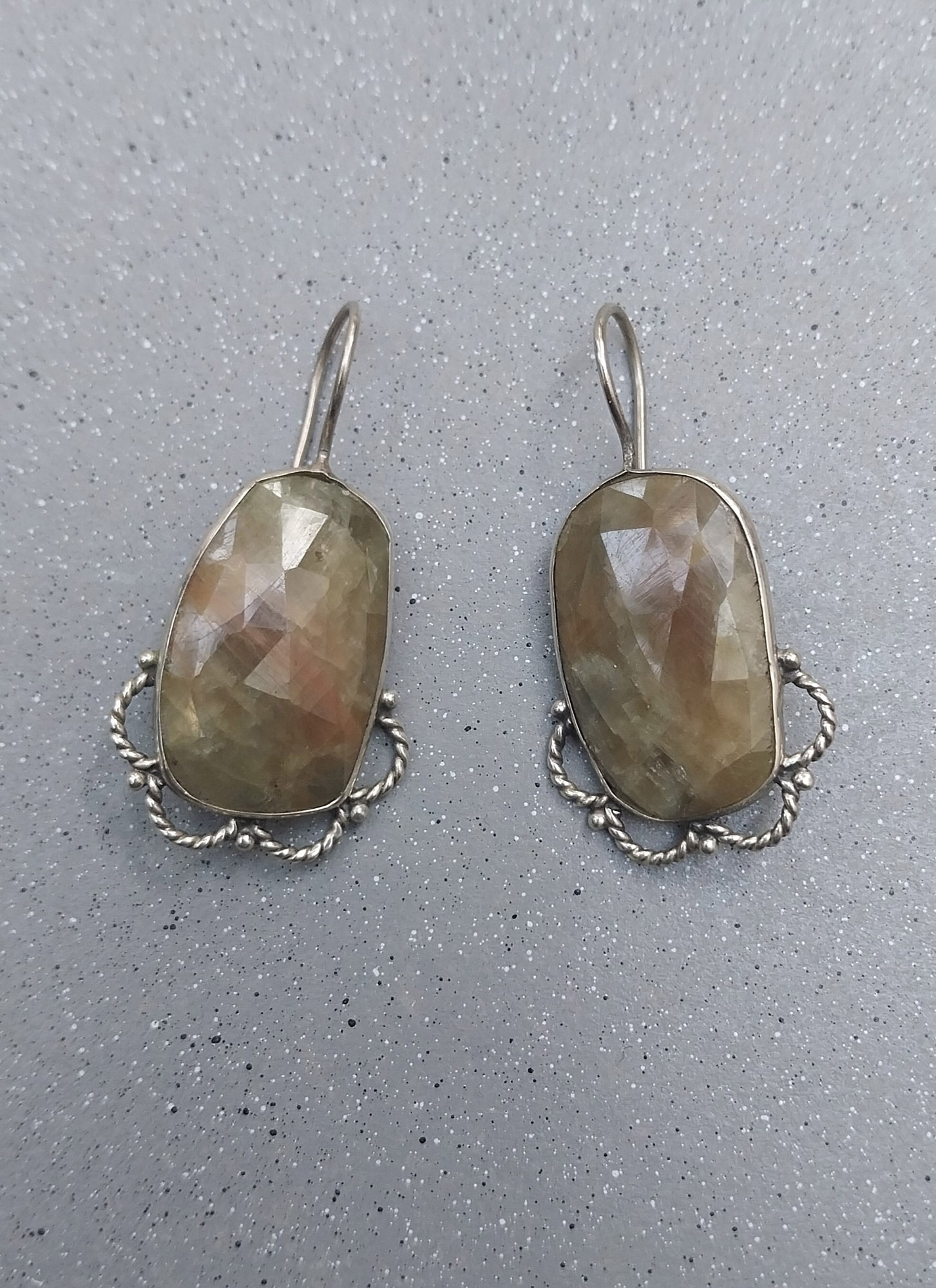 Vatave 925 Silver Earrings With Brown Color Real Gemstones