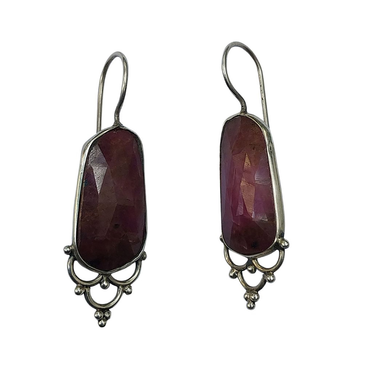 VATAVE 925 Silver Earring With Rectangle Shape Gemstones