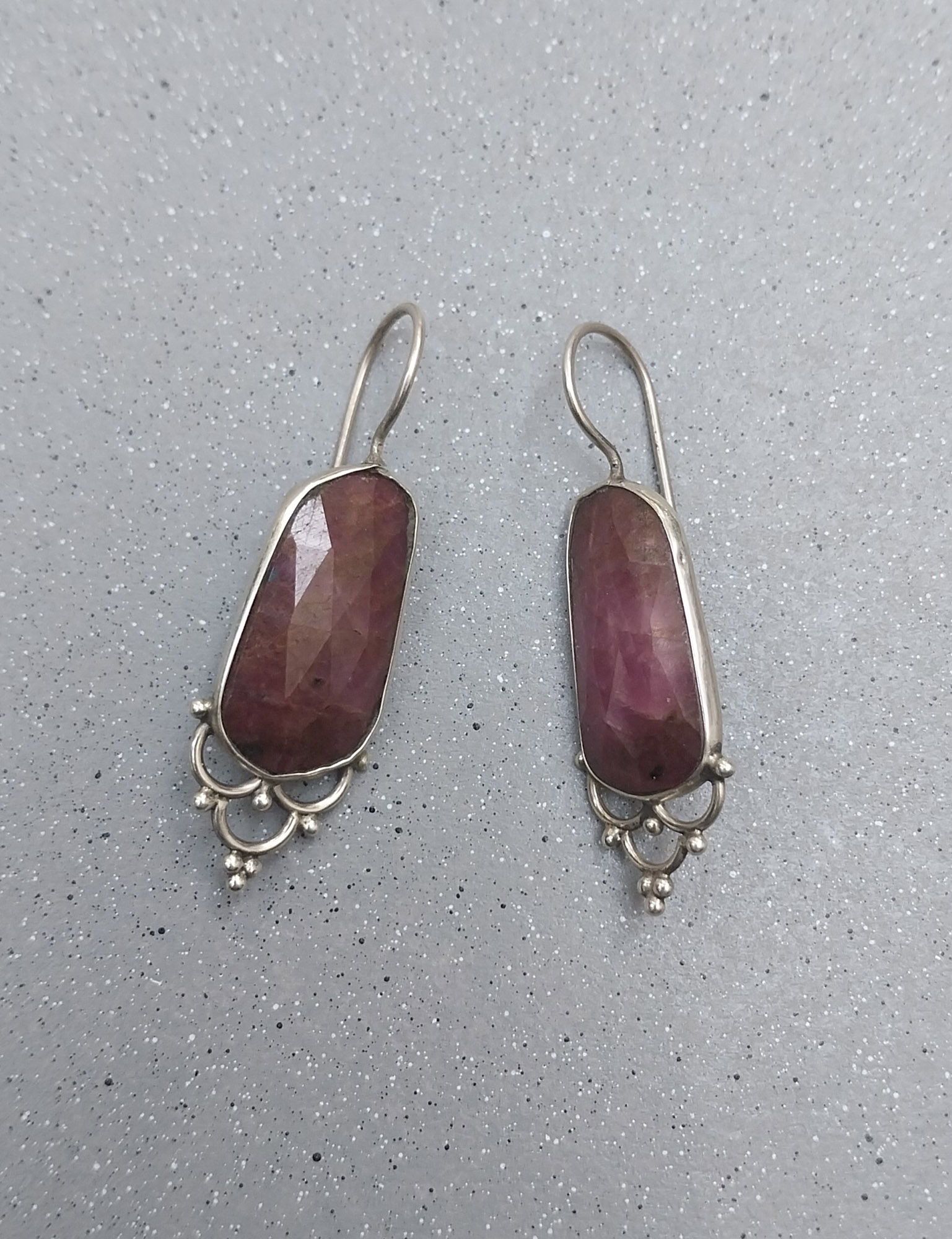 VATAVE 925 Silver Earring With Rectangle Shape Gemstones