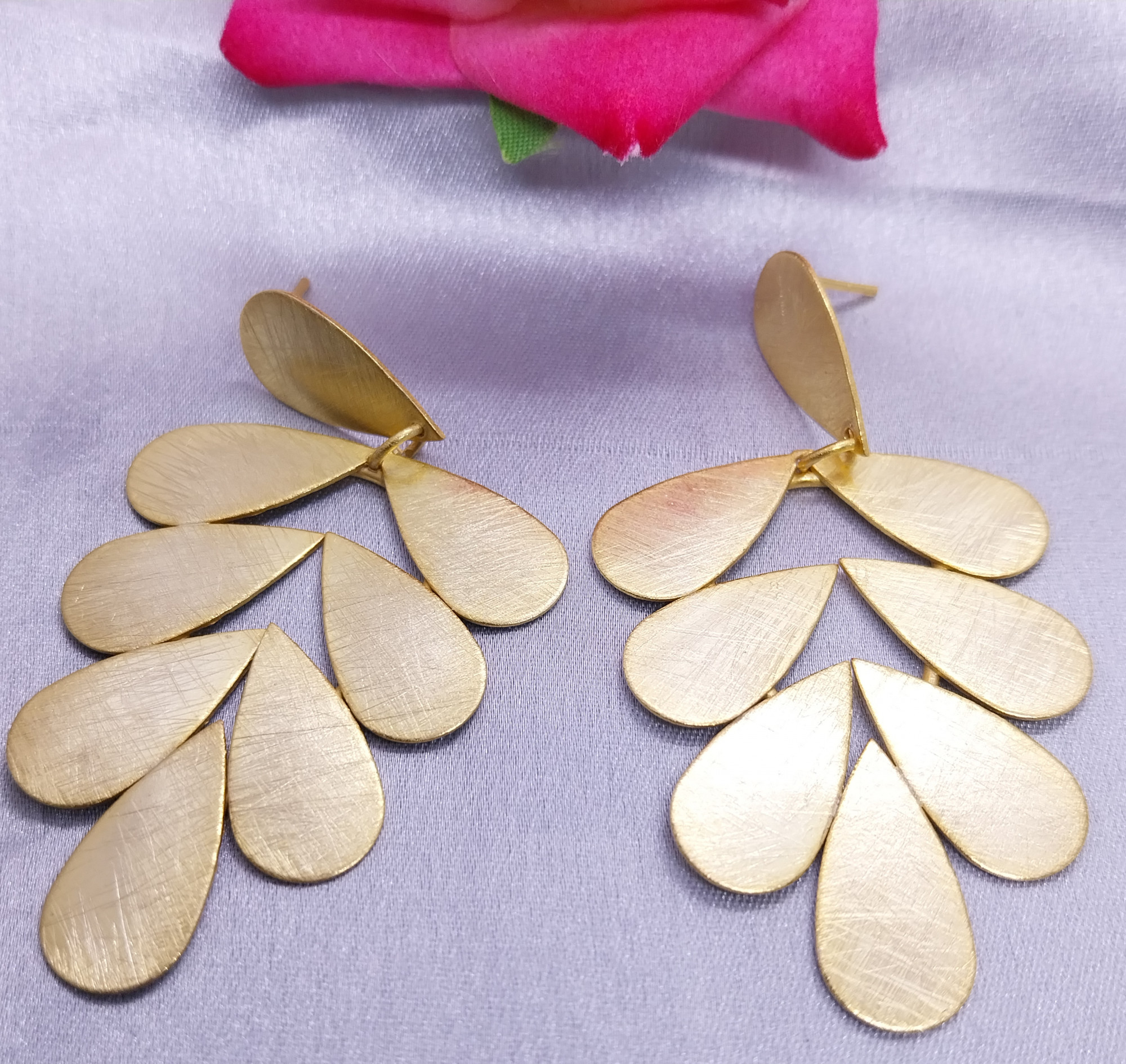 VATAVE PREMIUM 22k GOLD PLATED PETAL SHAPE EARRING FOR GIRLS AND WOMEN