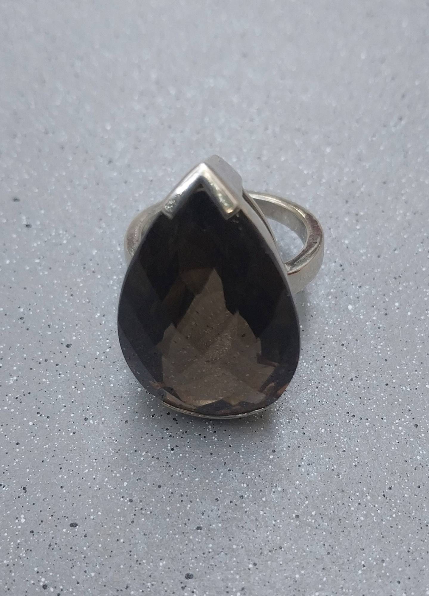 Vatave 925 Silver Ring With Smoky Quartz Gemstone