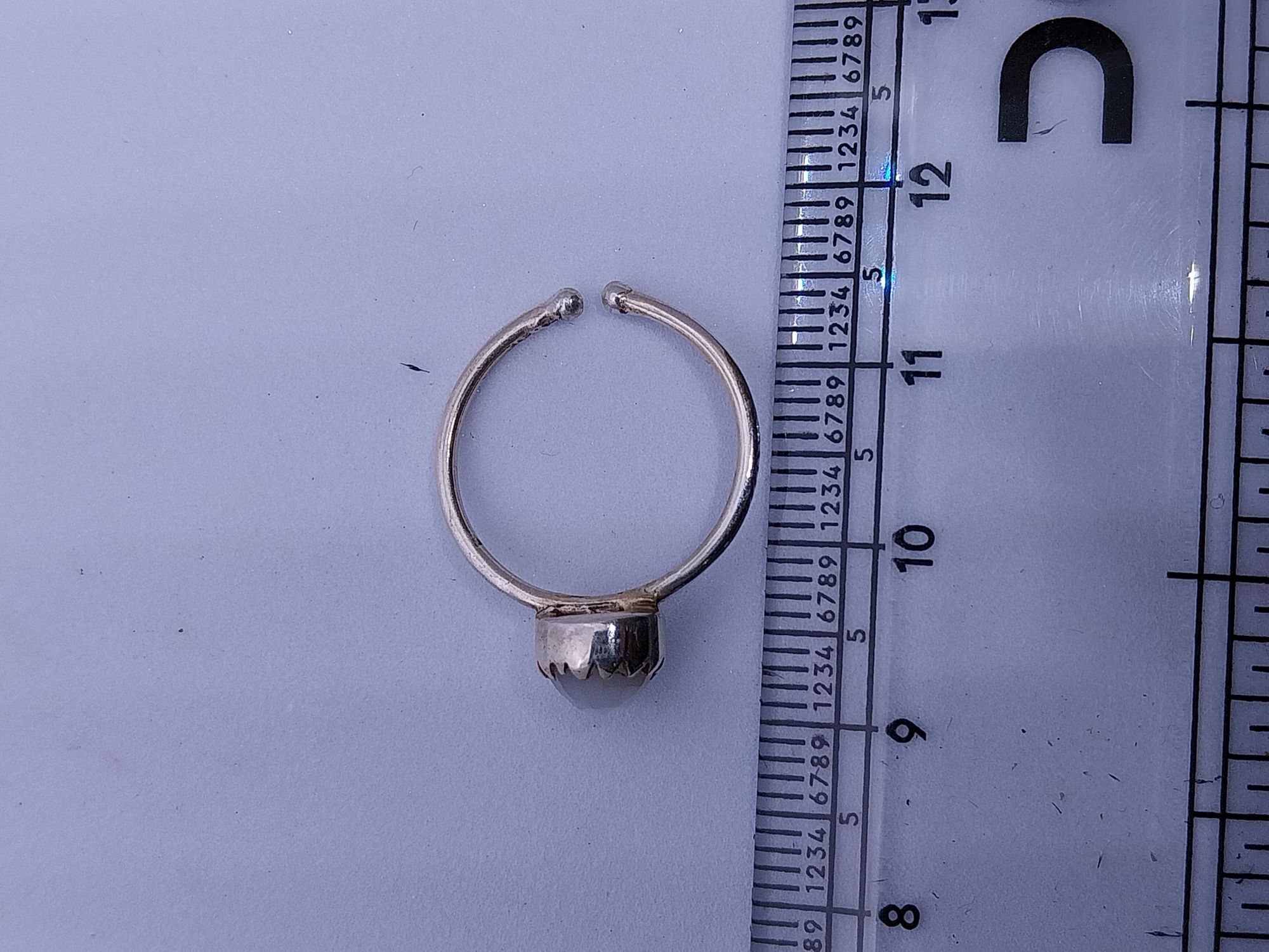 Vatave 925 Silver Ring with White Rainbow Moon Stone For Girls and Women