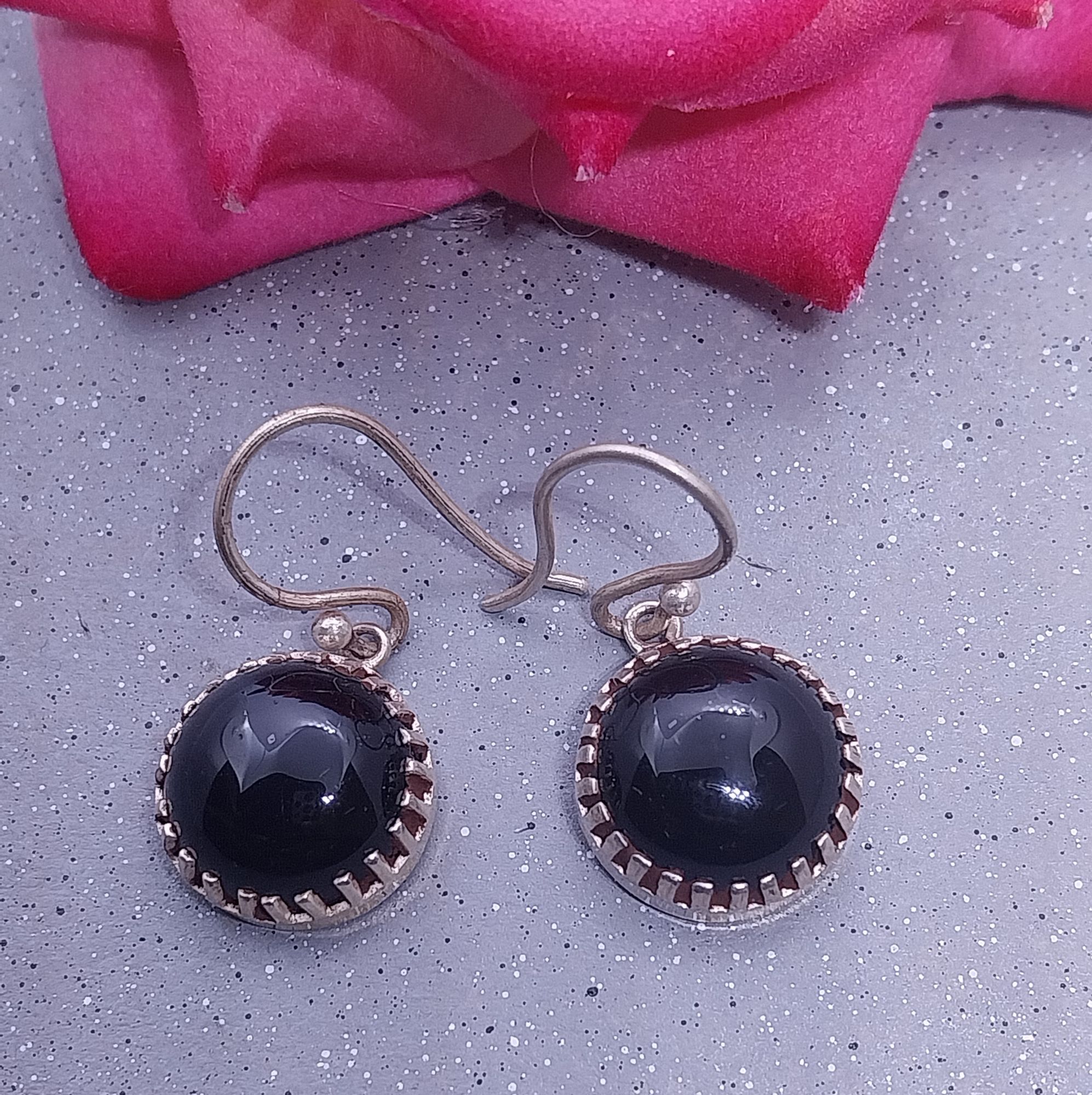 VATAVE 925 SILVER EARRING WITH BLACK ONYX GEMSTONE FOR GIRLS AND WOMEN