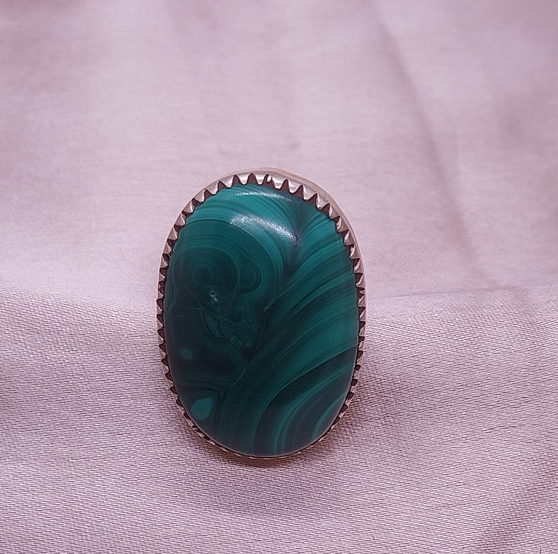 VATAVE 925 SILVER RING WITH MALACHITE GEMSTONE FOR GIRLS AND WOMEN