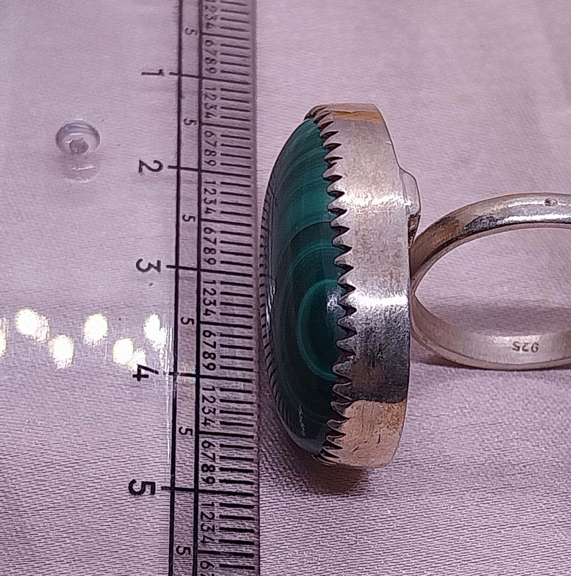 VATAVE 925 SILVER RING WITH MALACHITE GEMSTONE FOR GIRLS AND WOMEN