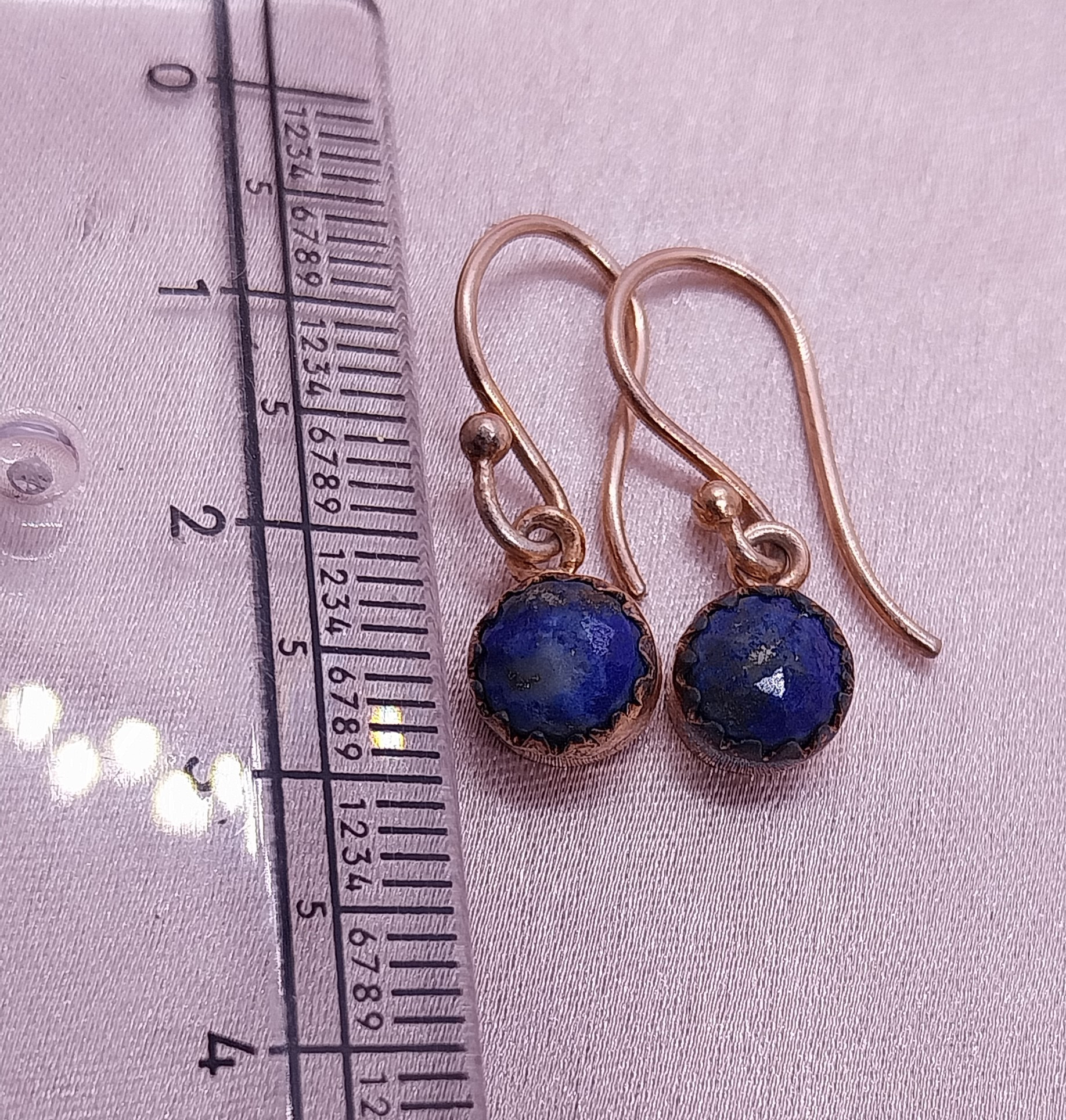 VATAVE 925 SILVER EARRING WITH LAPIS GEMSTOE FOR GIRS DAILY USE IN ROSE GOLD POLISH