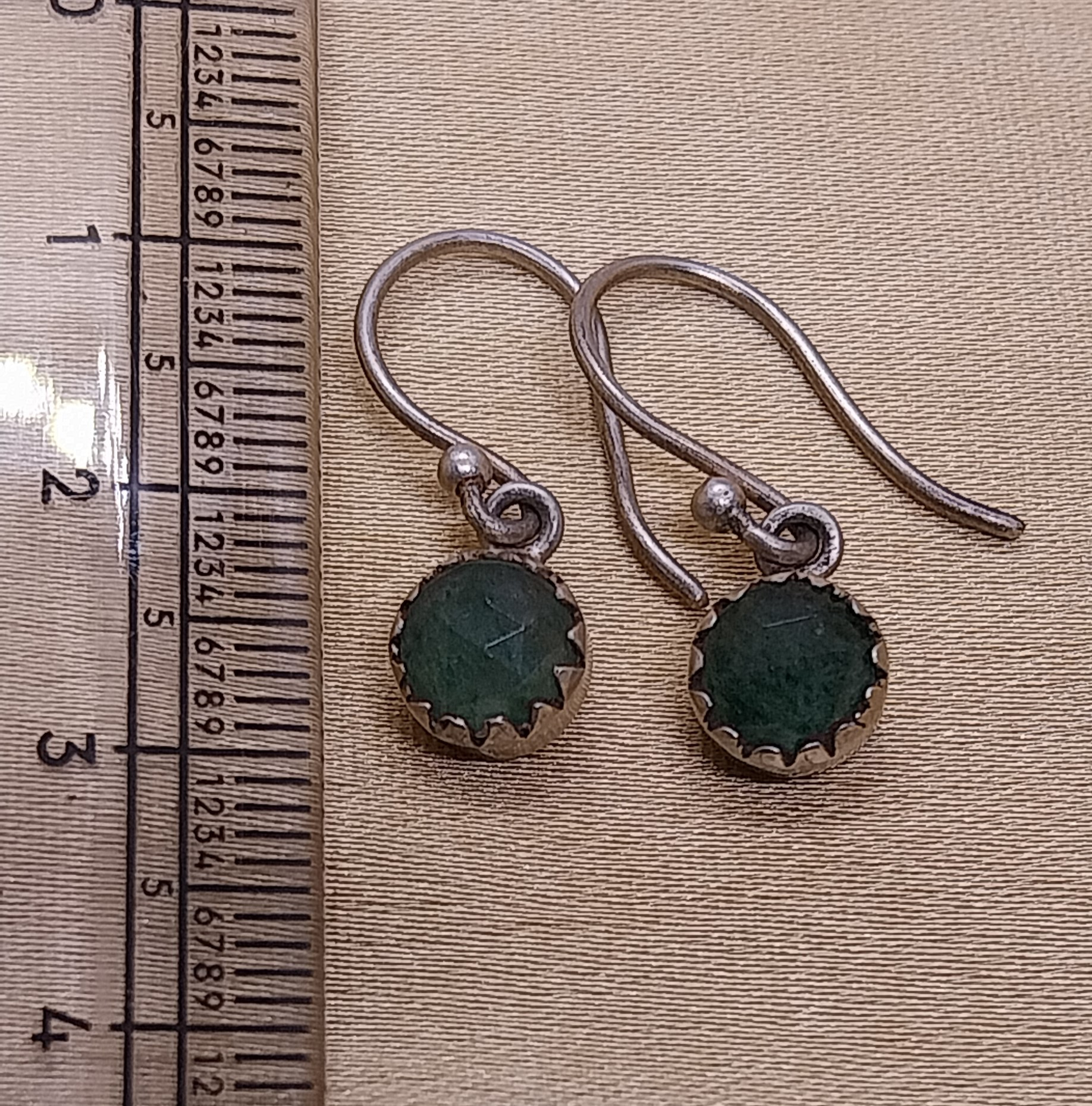 VATAVE 925 SILVER EARRING WITH GREEN AVENTURIAN GEMSTONE FOR GIRLS AND LADIES