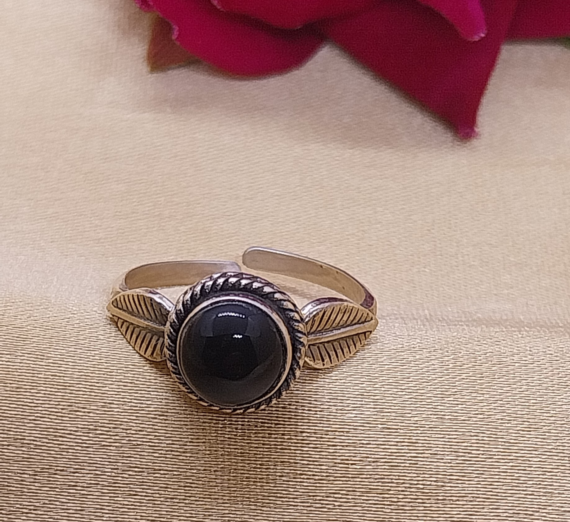 VATAVE 925 SILVER RING WITH BLACK ONYX GEMSTONE FOR GIRLS AND WOMEN