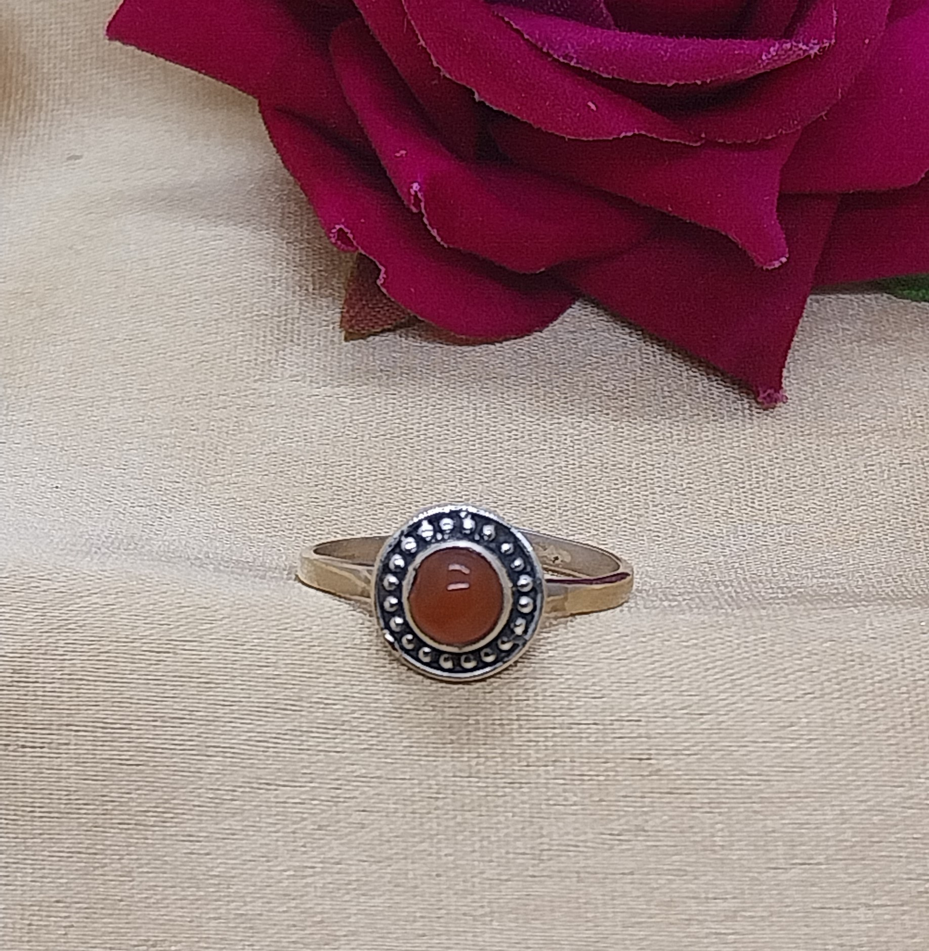 VATAVE 925 SILVER RING WITH CARNELIAN GEMSTONE FOR GIRLS AND WOMEN