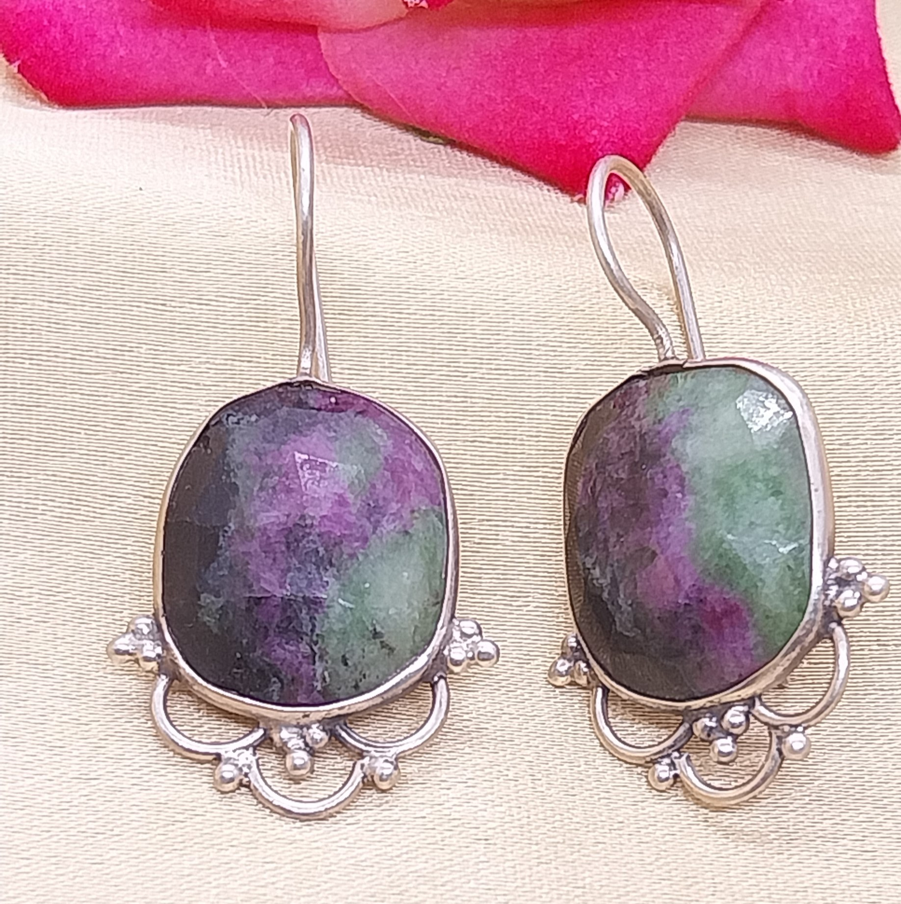 VATAVE 925 SILVER EARRING WITH MULTI COLOR GEMSTONE FOR GIRLS AND WOMEN