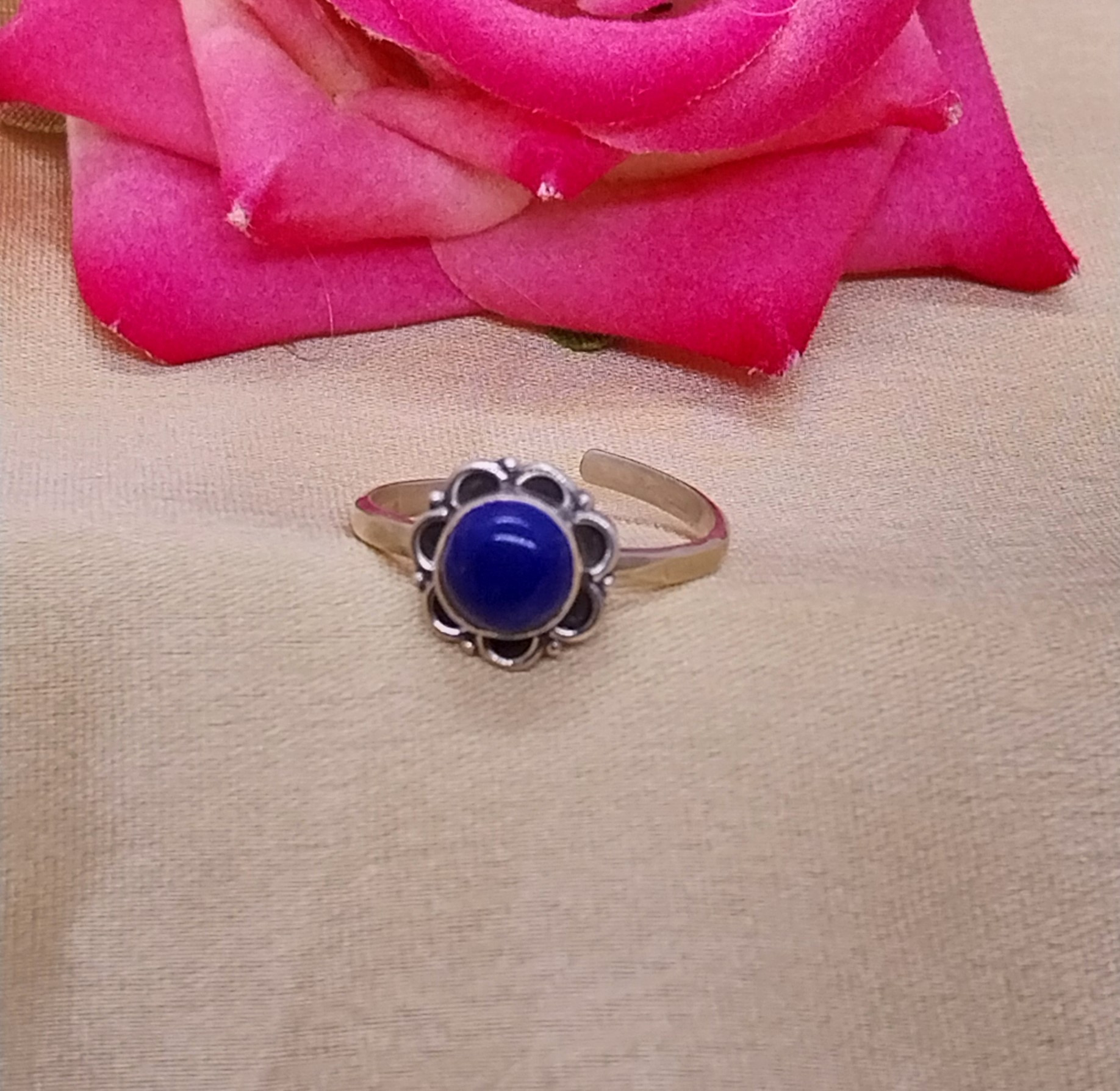 VATAVE 925 SILVER RING WITH BLUE GEMSTONE FOR GIRLS AND WOMEN