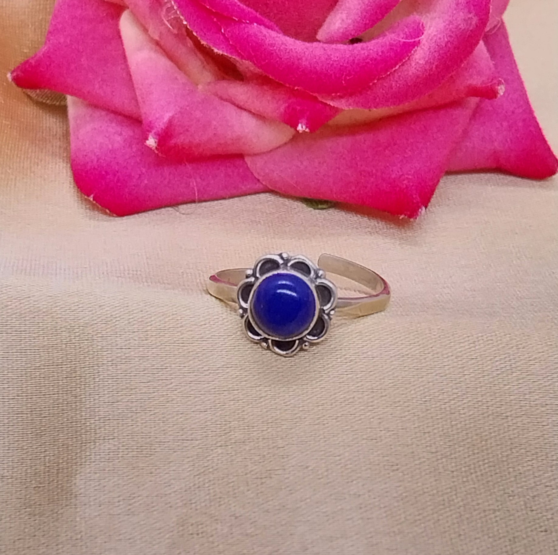 VATAVE 925 SILVER RING WITH BLUE GEMSTONE FOR GIRLS AND WOMEN