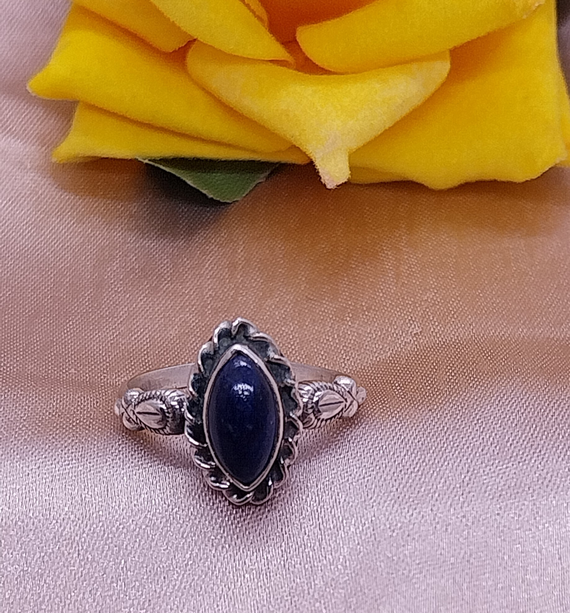VATAVE 925 SILVER JEWELRY RING FOR GIRLS AND WOENT IN LAPIS GEMSTONE
