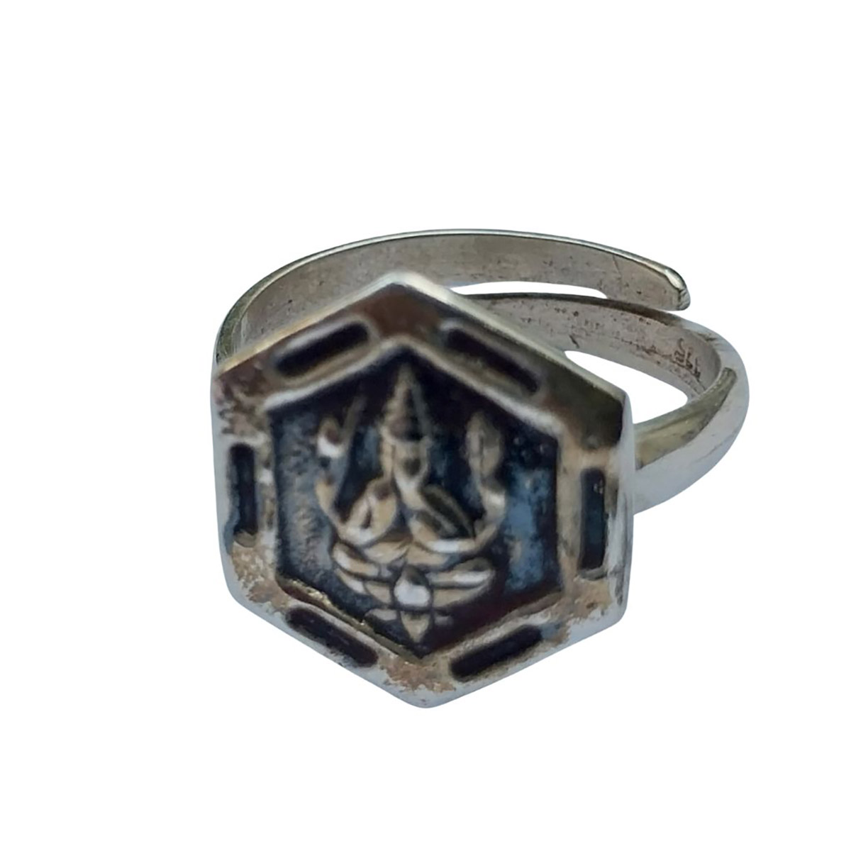 VATAVE 925 Ganesh Silver Ring In Oxdised Polish