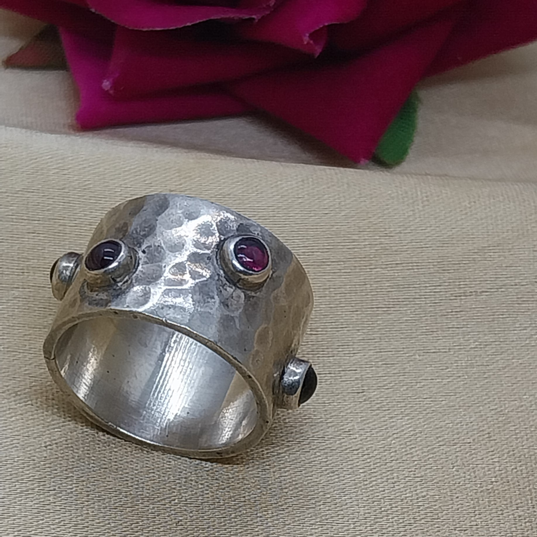 VATAVE 925 SILVER RING WITH GARNET GEMSTONE FOR GIRLS AND WOMEN