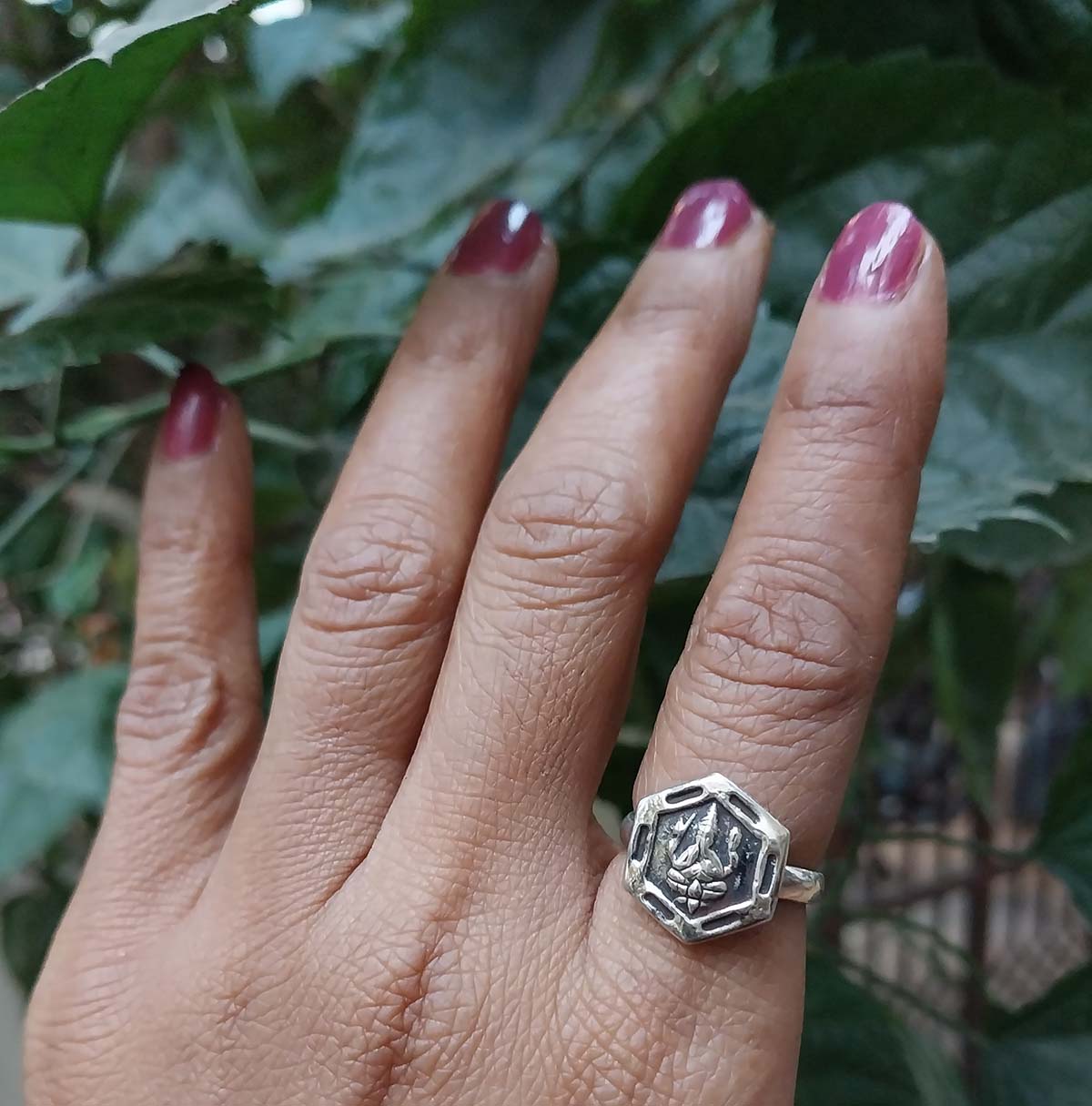 VATAVE 925 Ganesh Silver Ring In Oxdised Polish