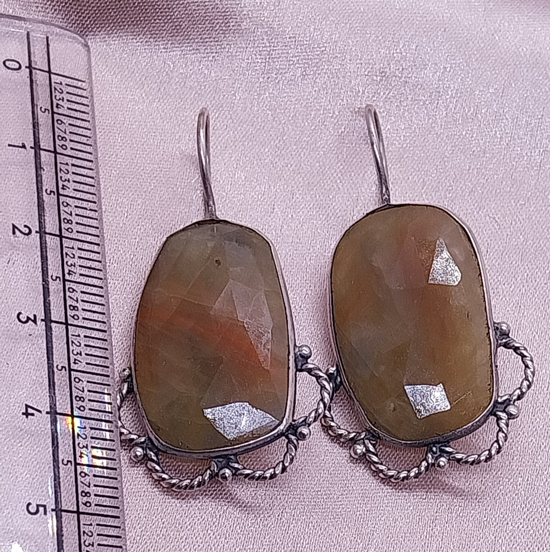 VATAVE 925 SILVER EARRING FOR GIRLS AND WOMEN OVAL SHAPE YELLOW COLOR GEMSTONE FOR GIRLS AND WOMEN