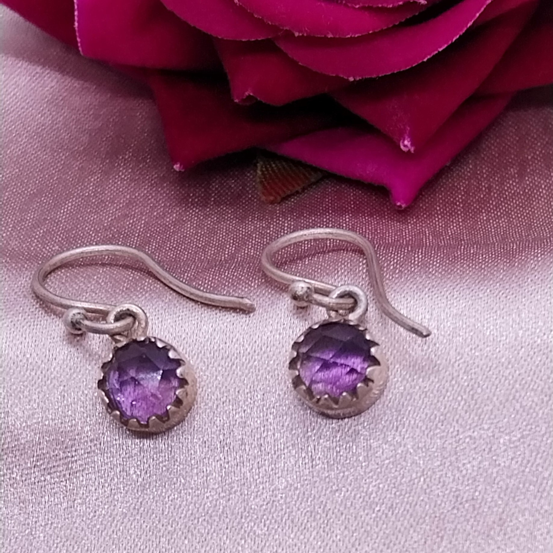 VATAVE 925 SILVER EARRINGS WITH AMETHYST GEMSTONE FOR GIRLS AND WOMEN
