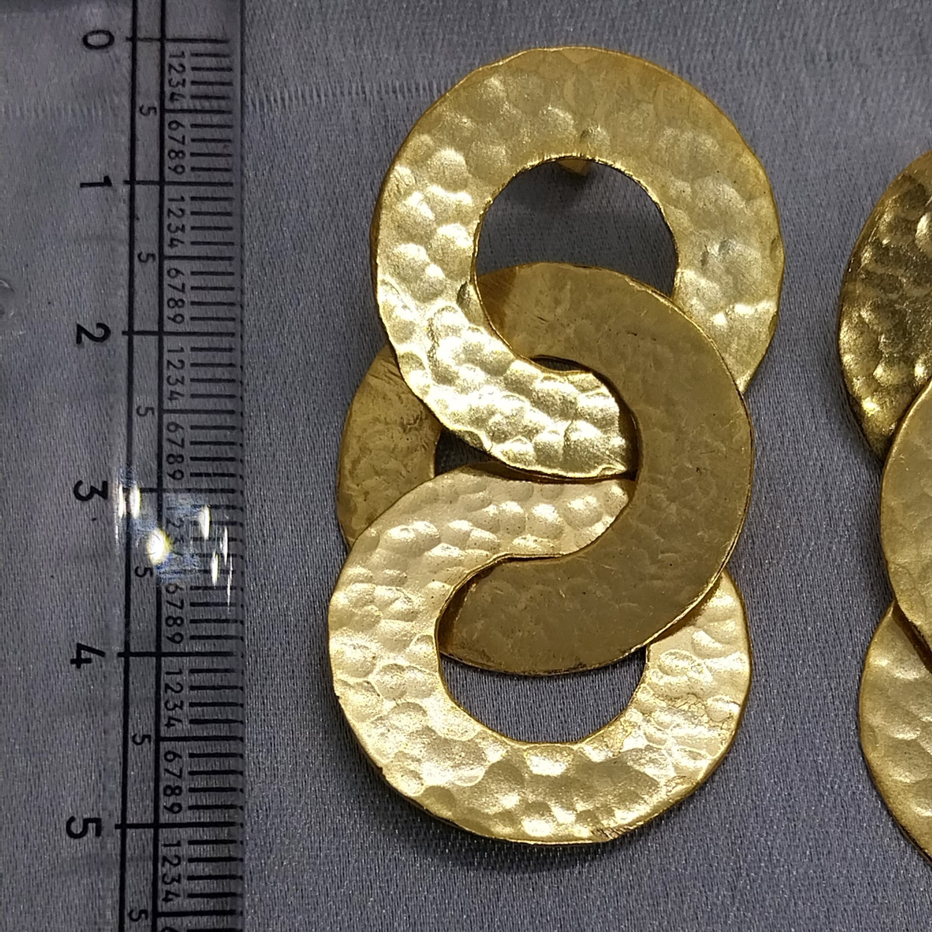 VATAVE 22k GOLD PLATED THREE ROUND BRASS EARRINGS FOR GIRLS AND WOMENS