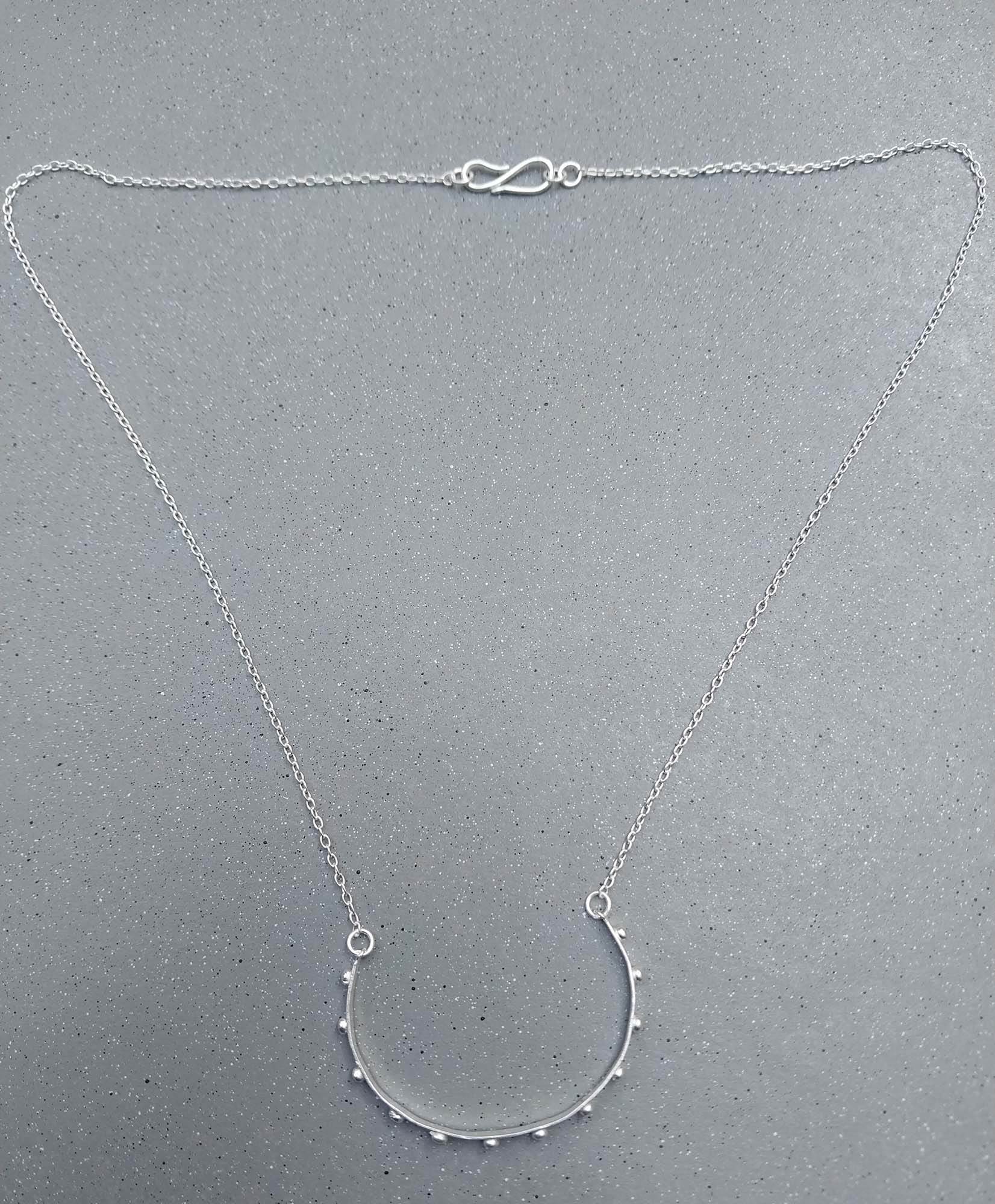 Vatave 925 Silver Necklace With Half Round Dots Design