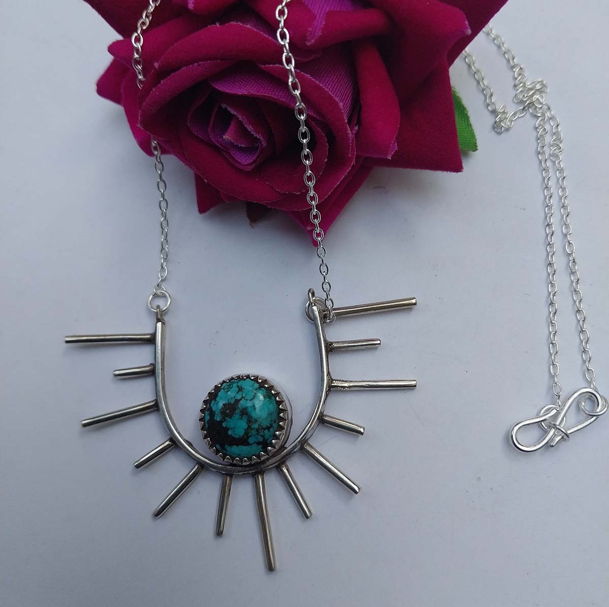 VATAVE 925 Silver Necklace With Turquise Gemstone for Girls And Womens