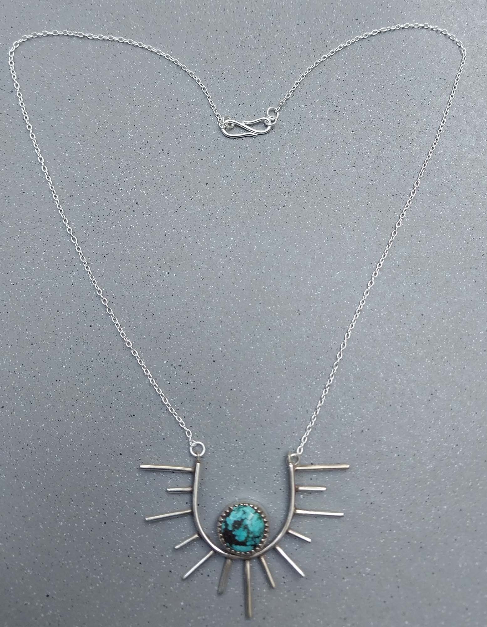 VATAVE 925 Silver Necklace With Turquise Gemstone for Girls And Womens