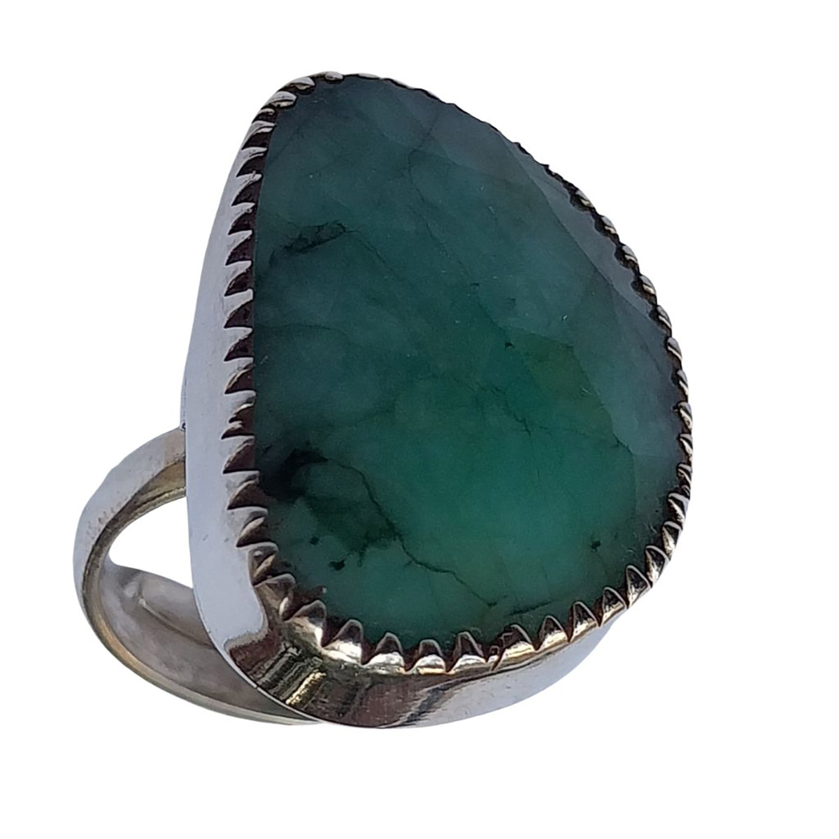 VATAVE 925 Silver Jewelry Ring With Green Color Real Gemstone