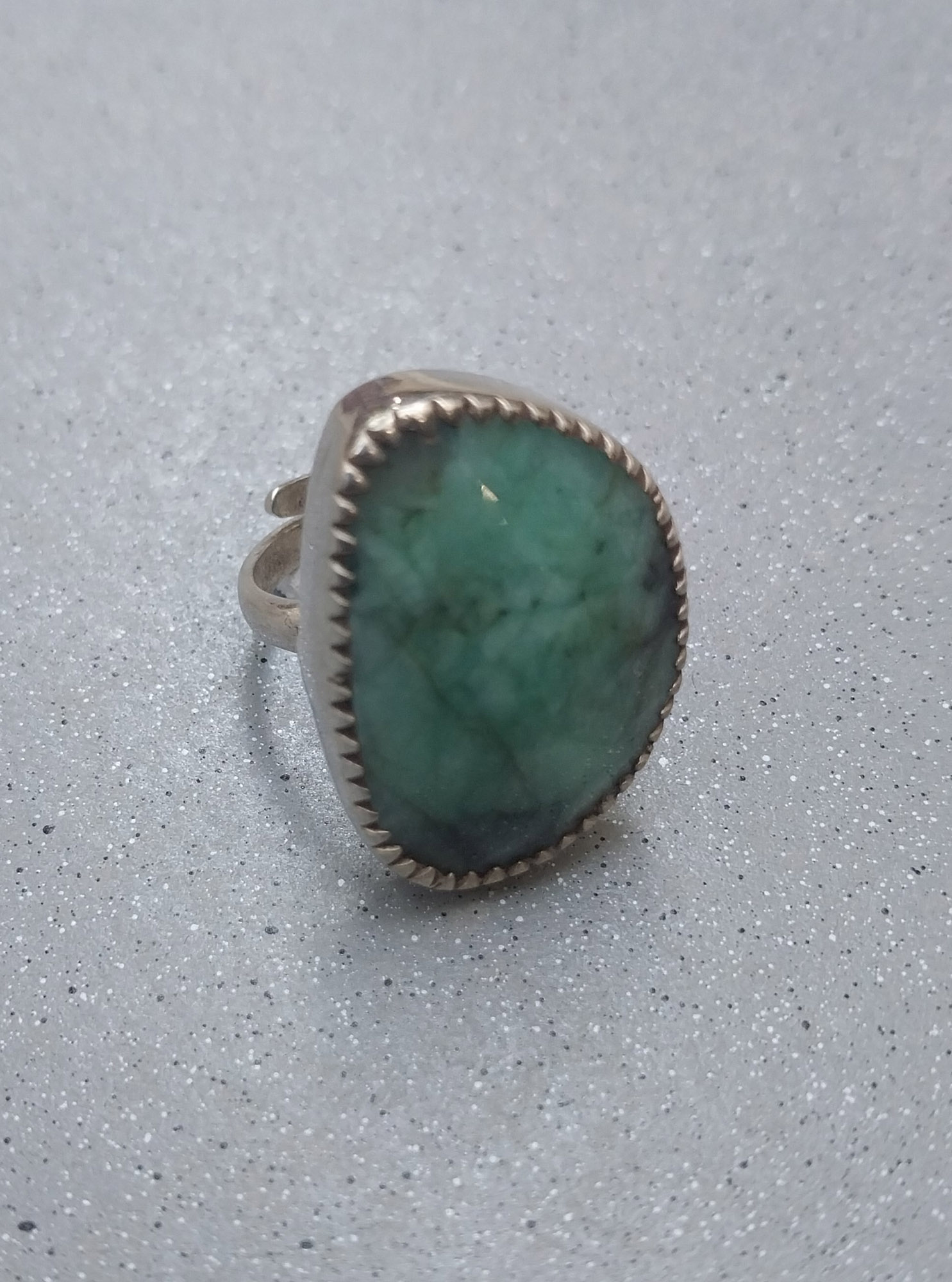 VATAVE 925 Silver Jewelry Ring With Green Color Real Gemstone