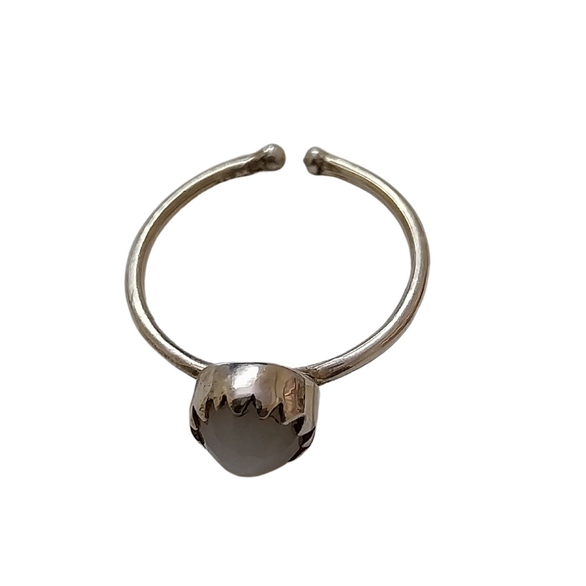 Vatave 925 Silver Ring with White Rainbow Moon Stone For Girls and Women