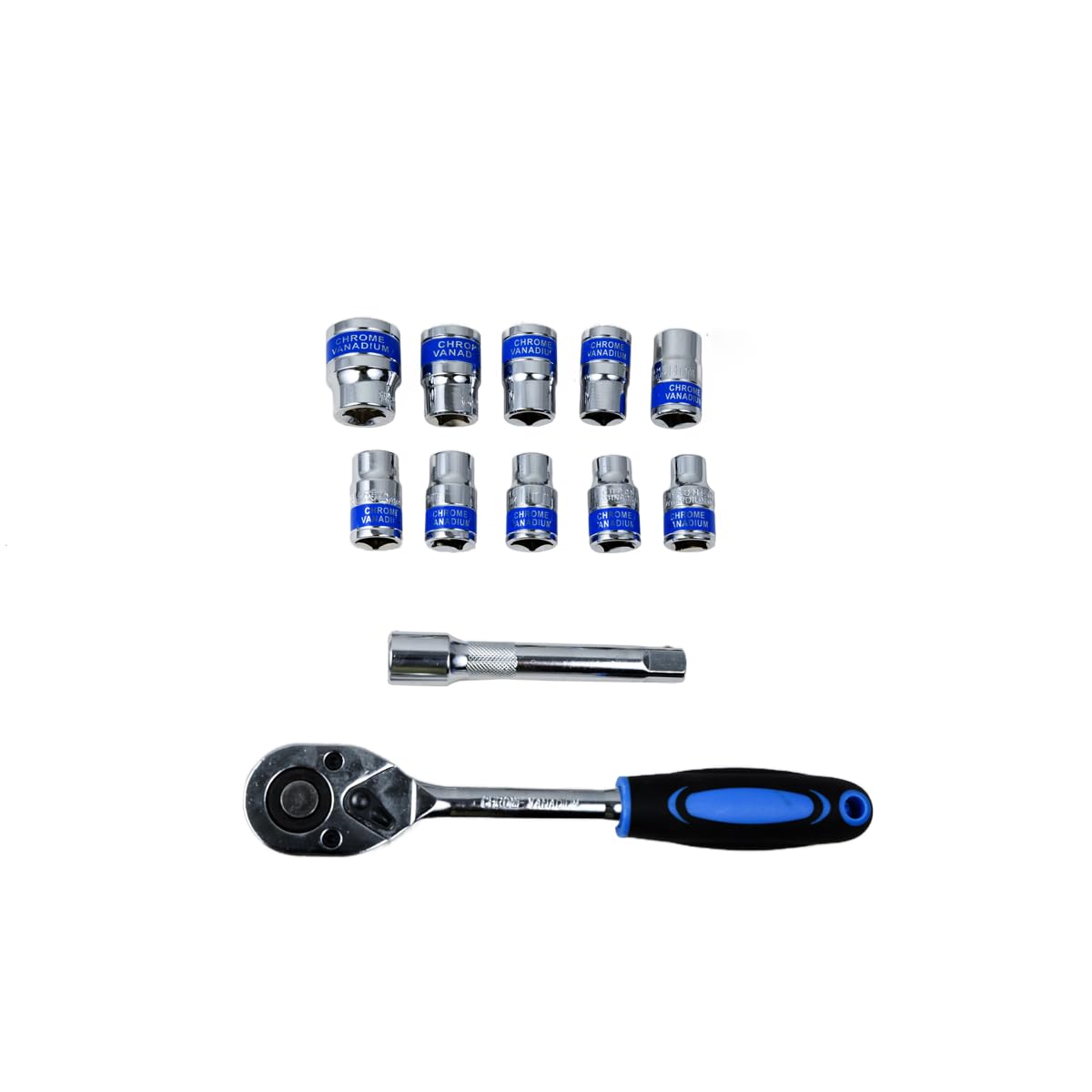 RatchetPro 12-Piece Cr-V Socket Set – Quick Release Ratchet, Extension Bar & 10 Sockets
