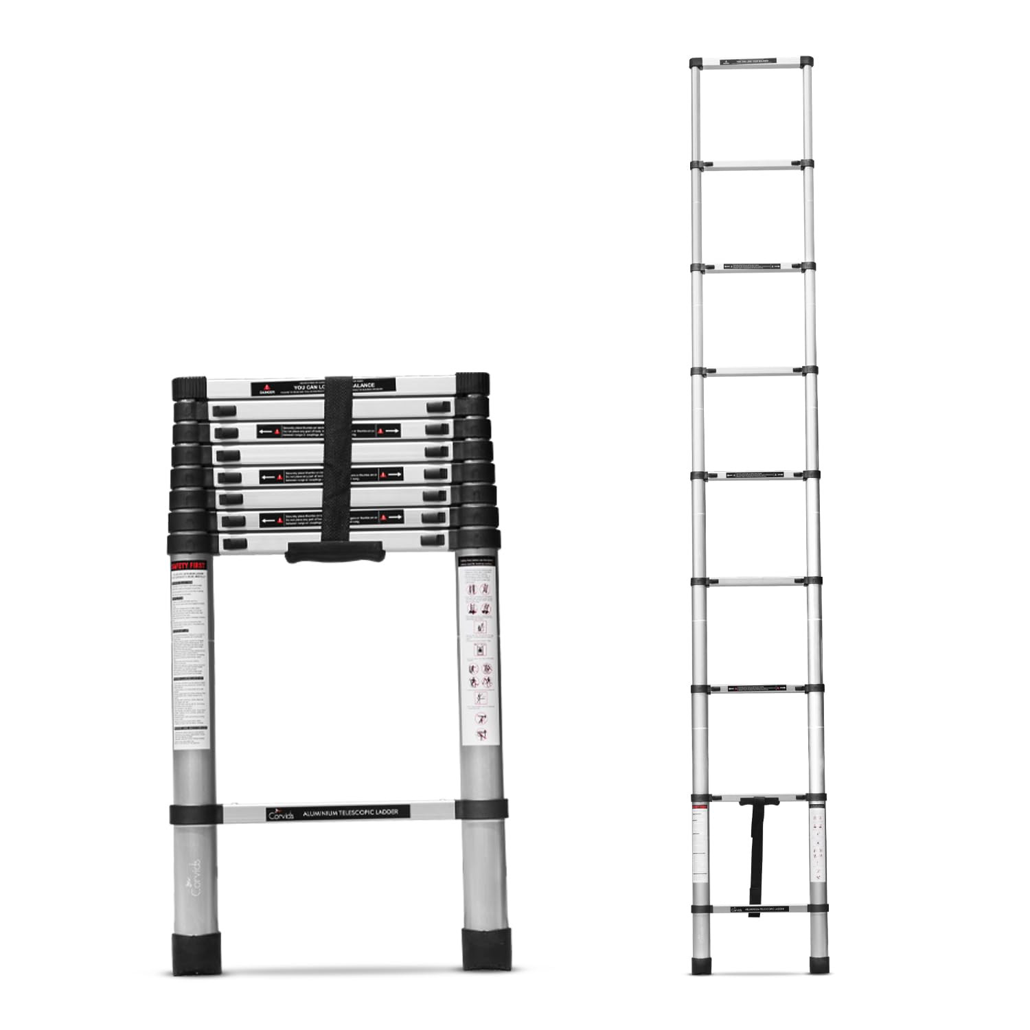 AluReach 2.6m (8.5 ft) Portable Aluminum Telescopic Ladder – Compact & Lightweight