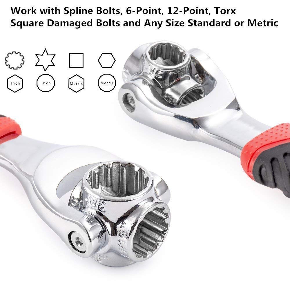 TigerGrip 2-in-1 Wrench Tool – Socket, Torx, Spline Bolts, 360° Universal Hand Tool
