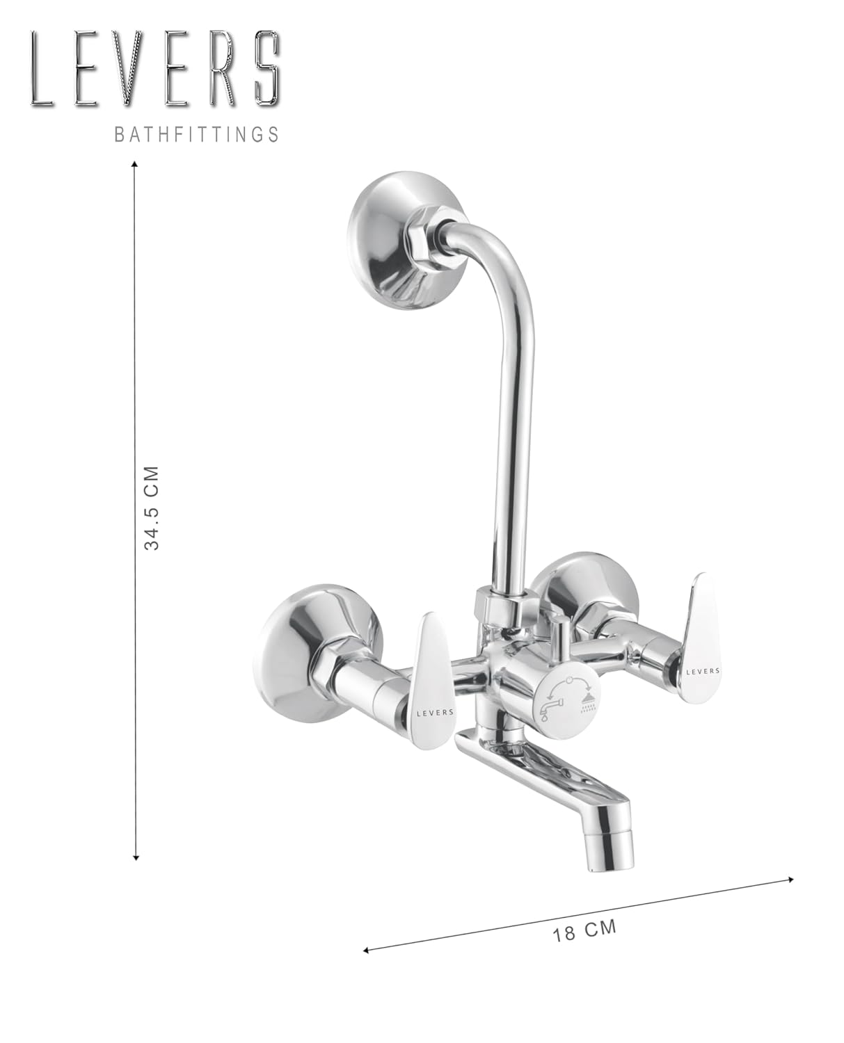 AquaMix Brass Wall Mixer – With Overhead Shower Provision & 125mm Bend Pipe