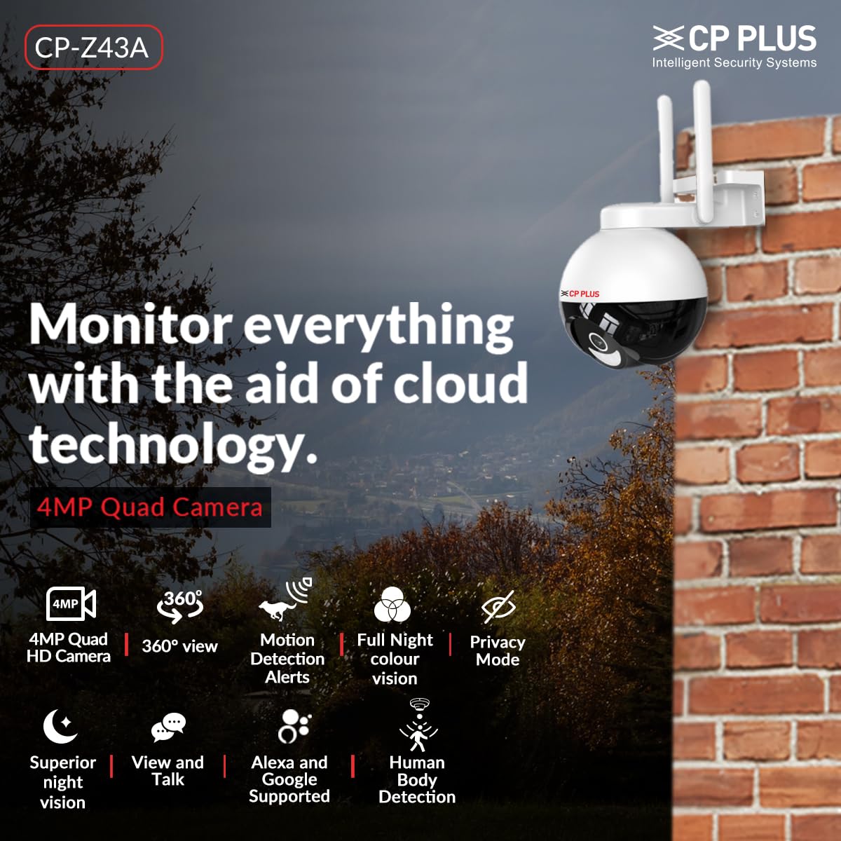 SafeView 4MP Wi-Fi Full-Color Outdoor Smart Security Camera – 360° Pan & Tilt, Two-Way Talk, Night Vision