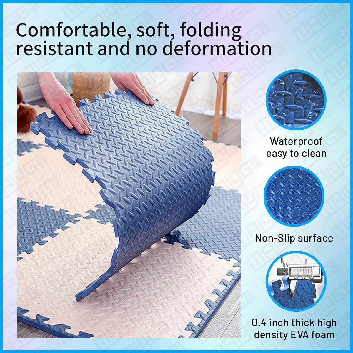 PlayNest Interlocking EVA Foam Play Mat for Kids – 12mm Thick