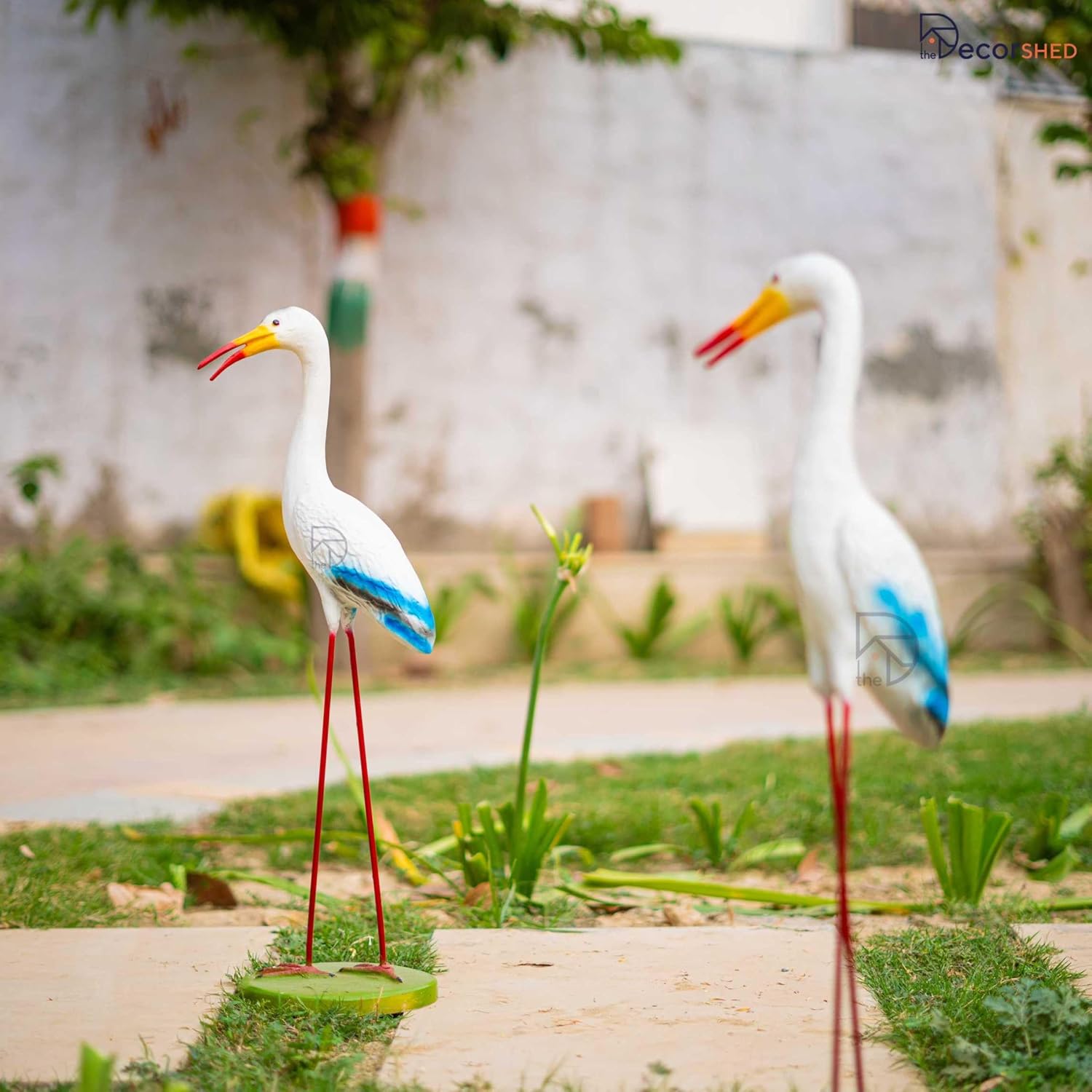 EleganceCrane Set of 2 – White Crane Figurines for Home, Garden & Room Decor