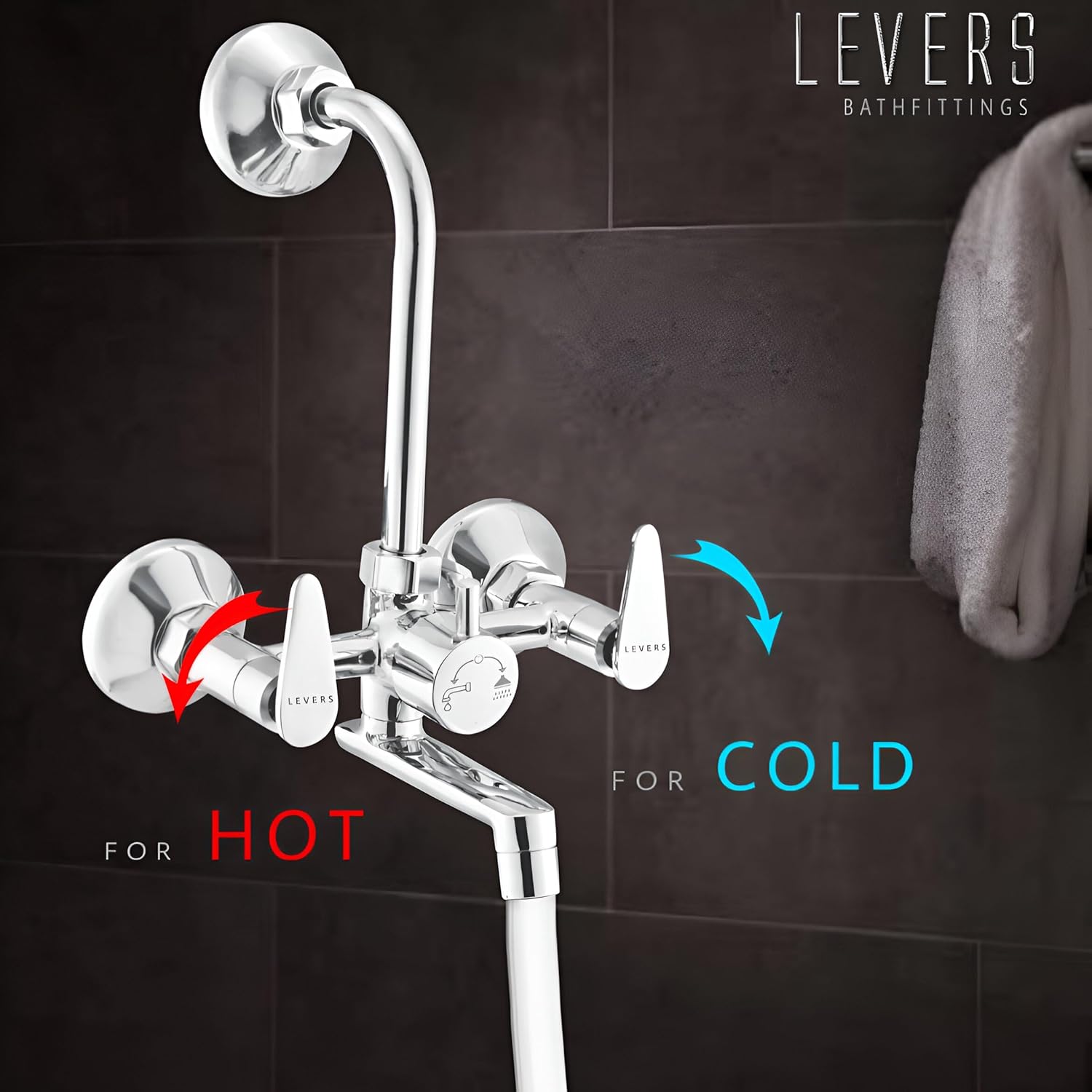 AquaMix Brass Wall Mixer – With Overhead Shower Provision & 125mm Bend Pipe