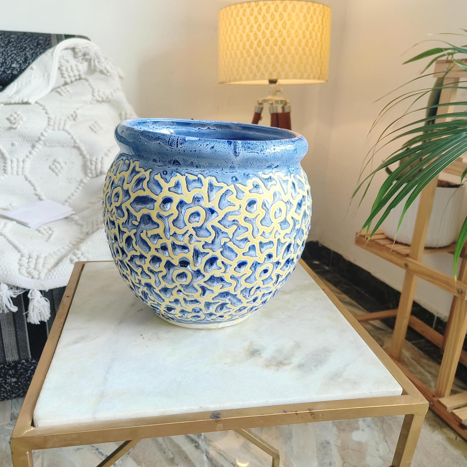 ClayCrest Drop Texture Handmade Ceramic Planters – Indoor & Outdoor Decor Set