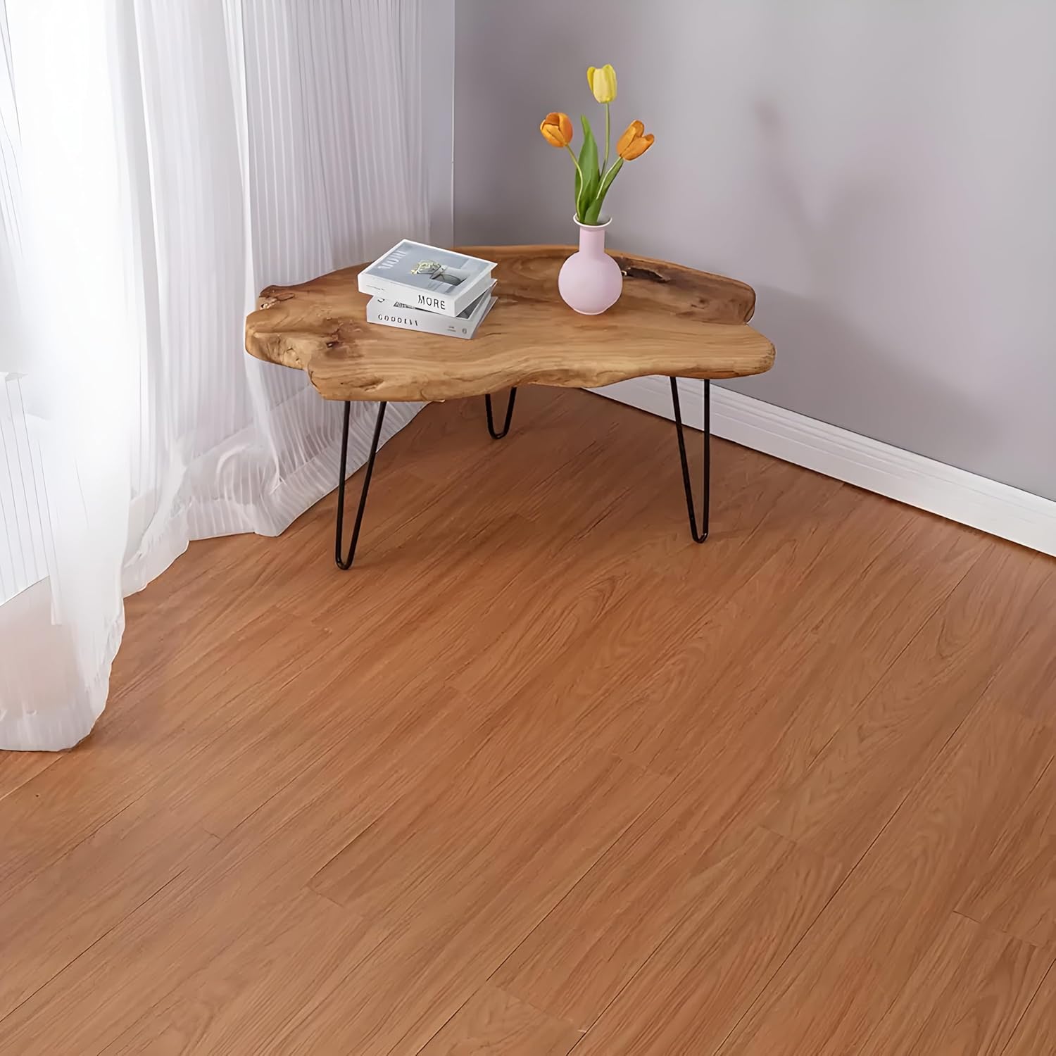 FloorEase Peel & Stick PVC Flooring Sheets – Wooden Design, 18 Planks (27 sq. ft.)