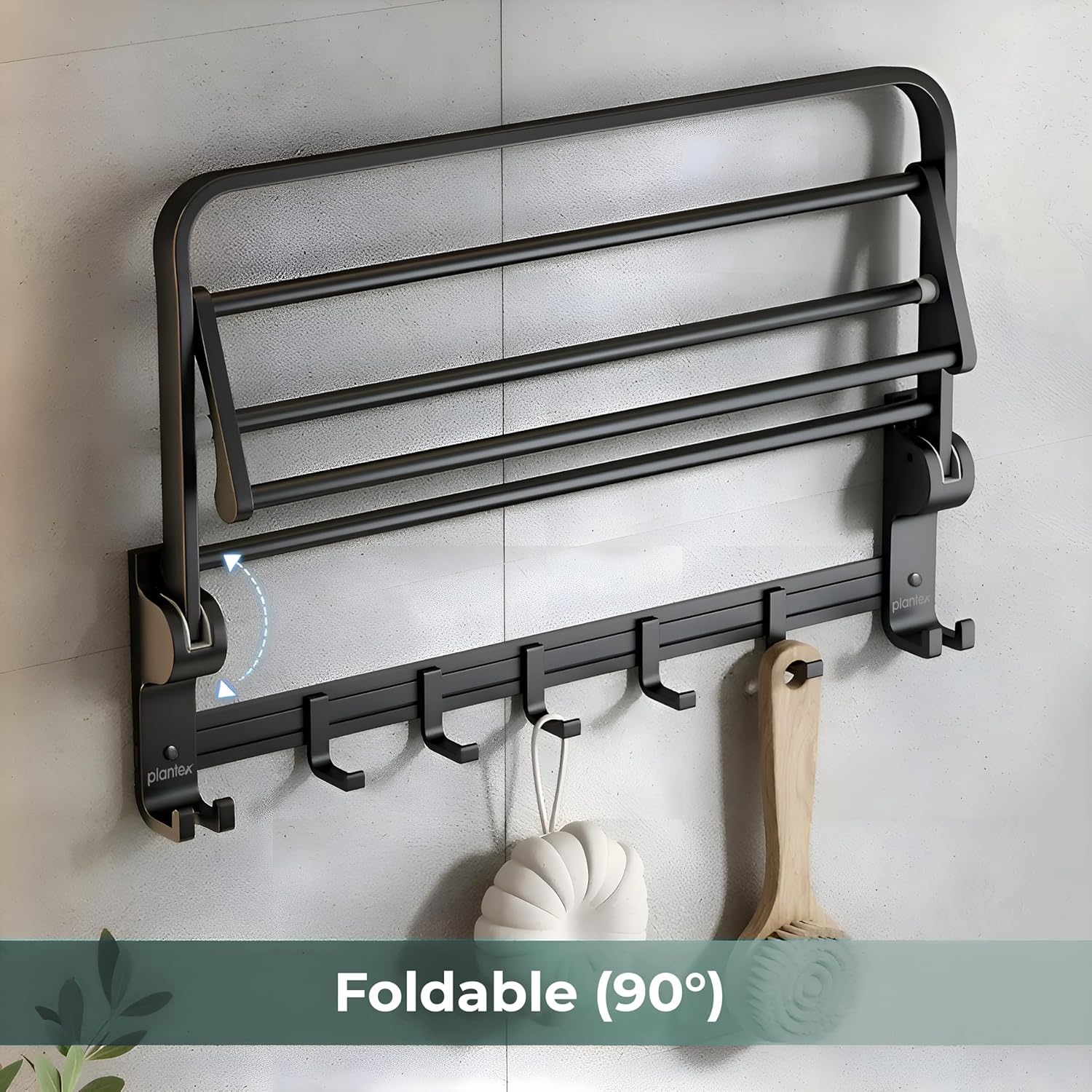 TowelEase Aluminium Folding Rack – With Swivel Rod & Bar for Bathroom