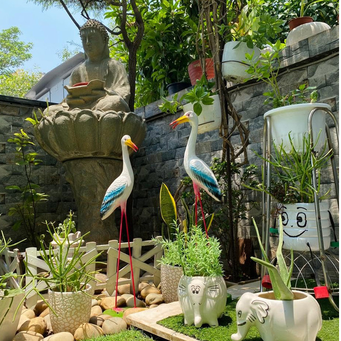 EleganceCrane Set of 2 – White Crane Figurines for Home, Garden & Room Decor