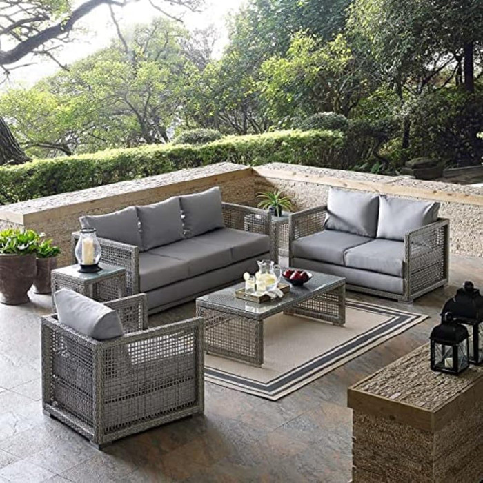 CaneLuxe Outdoor Wicker Sofa Set – Perfect for Patio, Garden, Poolside & Balcony